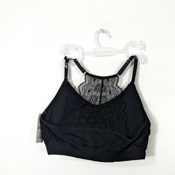 DANSKIN INTIMATES Black NWT Lace Back Sports Bra Size Large - Picture 2 of 6